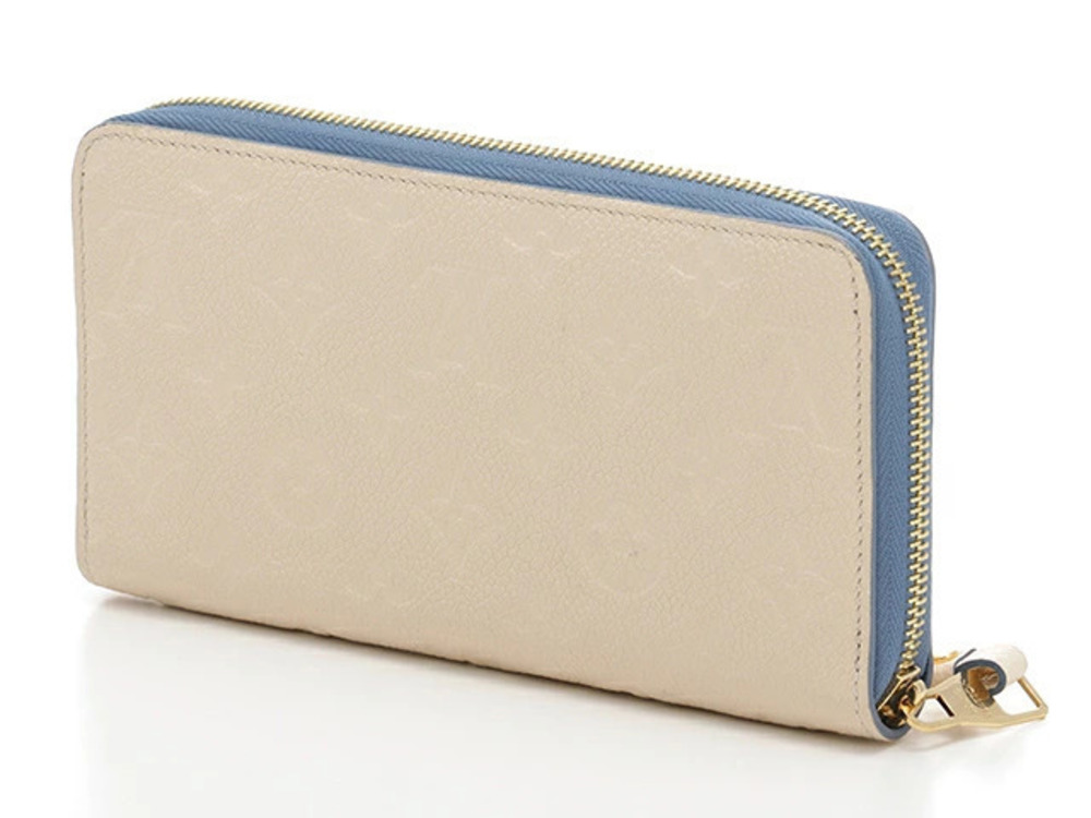 Louis Vuitton Cream Zippy Long Wallet Jean Blue Empreinte Cream Blue